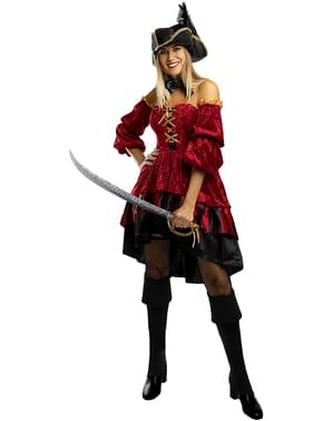  Disfraz de piratas del Caribe, disfraz de pirata femenino con  abrigo largo de cuero para mujer, disfraz de Halloween, talla XL : Juguetes  y Juegos