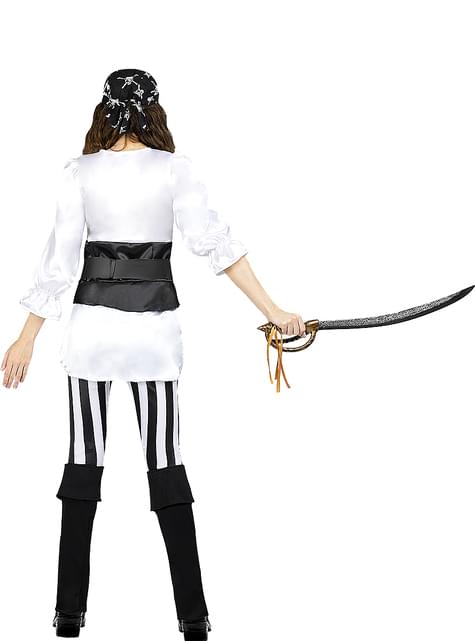 dressforfun 900360 - Disfraz de Mujer Pirata, incluye Mitones, Cinturón,  Gorro y mini Bolso (L