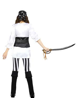 Pruhovaný kostým piráta pre ženy v nadmernej veľkosti - Čierno-biela kolekcia
