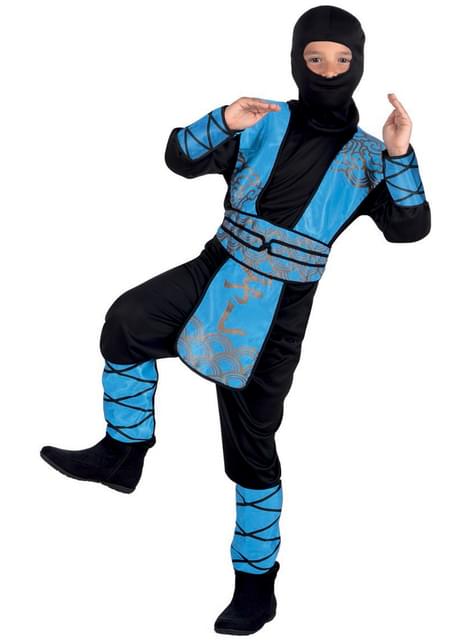 Déguisement bleu et doré de ninja pour enfant