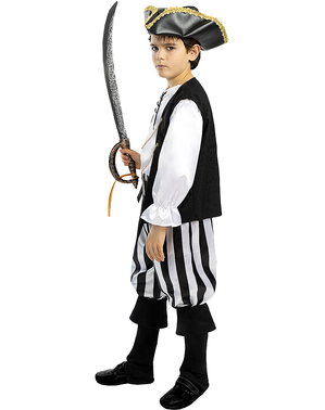 Piraten Kostüm gestreift für Jungen - Schwarz und Weiß Kollektion