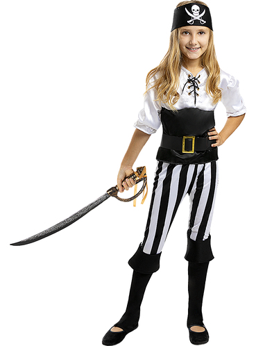 Costume da pirata a strisce per bambina - Collezione bianca e nera.  Consegna 24h