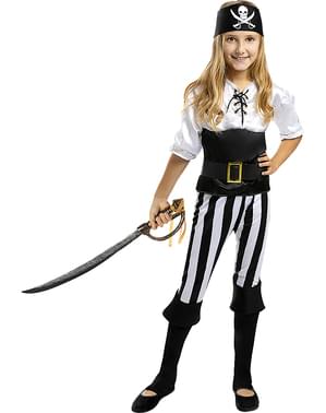 Dievčenský pruhovaný kostým pirátky - Čierno-biela kolekcia