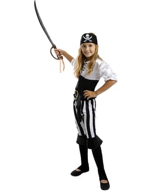 Costum de pirat cu dungi pentru fete - Colecție alb-negru