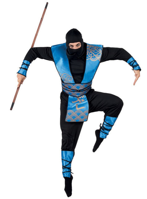 Ninja Kostüm blau für Herren