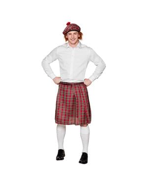 Disfraz de kilt escocés para hombre, falda escocesa de cuero negro para  hombre, color rojo