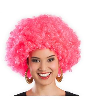 Унисекс розовый афро парик