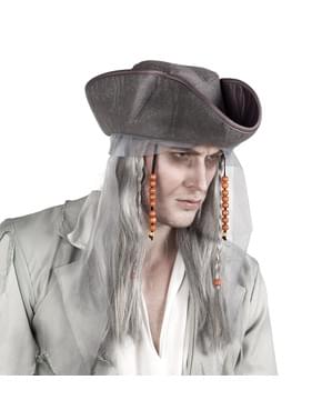 Ghost Pirate Wig with Hat for Adults