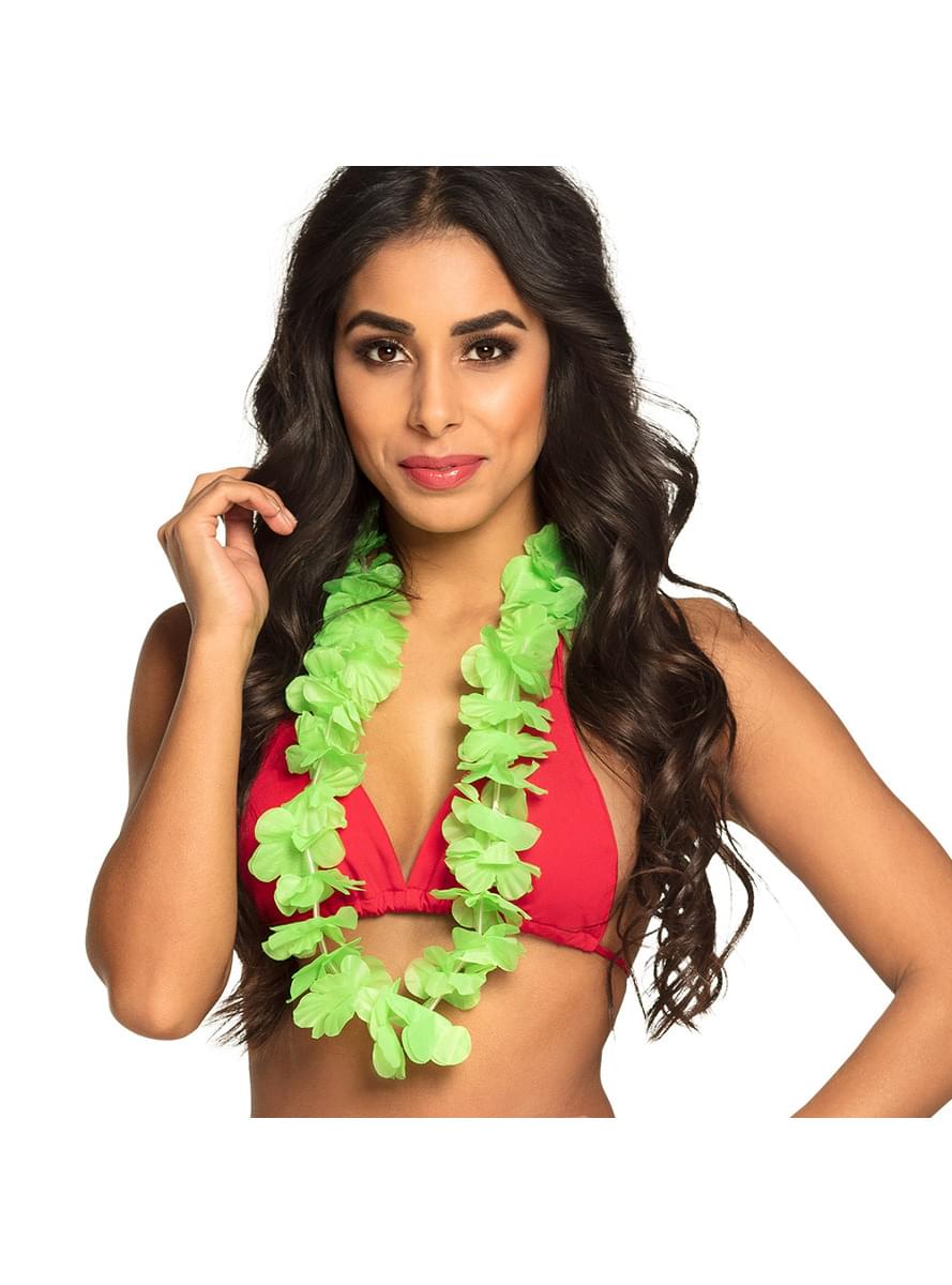 Collar hawaiano verde para adulto