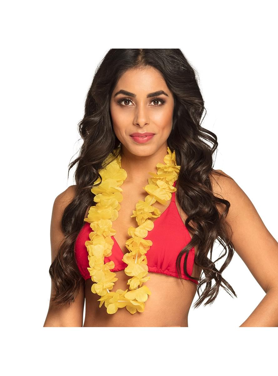 Gele Hawaiiaanse ketting voor volwassenen