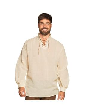 Hvid middelaldersk landmandsskjorte til mænd