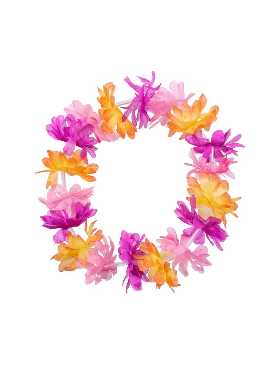 Hawaiisæt i lyserød, lilla og orange til kvinder