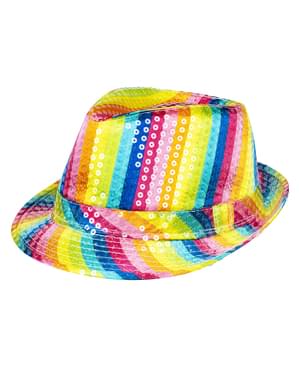 Regenboog hoed met lovertjes voor volwassenen