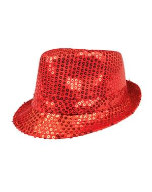 Pailletten Hut rot für Erwachsene