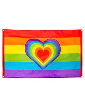 Bandeira de arco-íris e coração