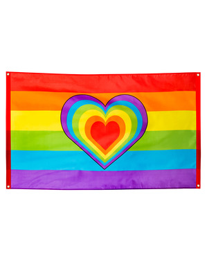 Flagga med regnbåge och hjärta