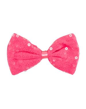 Nœud papillon rose paillettes adulte