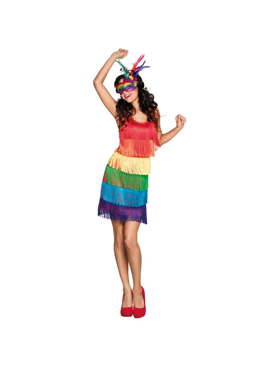 Buntes Fransenkleid für Damen