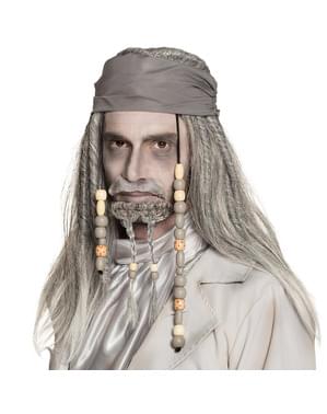 Peluca de pirata fantasma gris para adulto