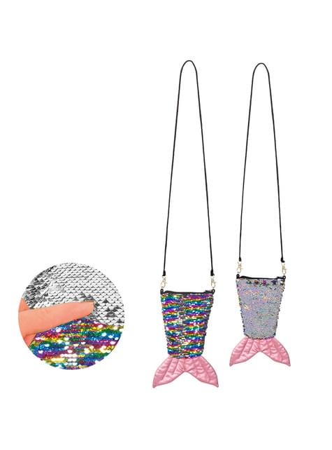 Borsa coda di sirena con pailettes multicolore per donna. Consegna