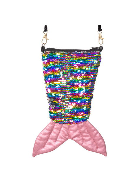 Borsa coda di sirena con pailettes multicolore per donna. Consegna