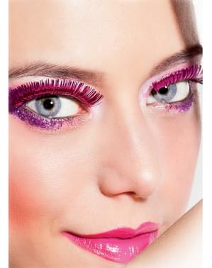 הריסים הוורודים מטאלי של האישה