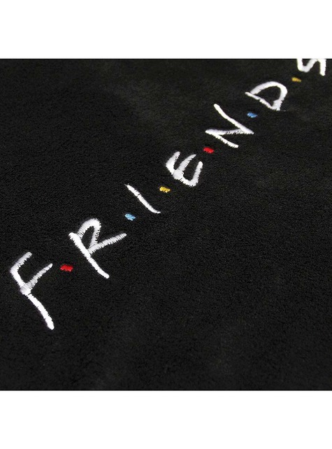 Czarny haftowany szlafrok Przyjaciele dla mężczyzn