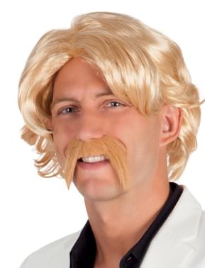 Peruk mustasch blond vuxen