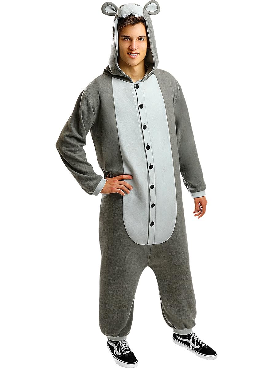 Maskeraddräkt med Flodhäst onesie för vuxen