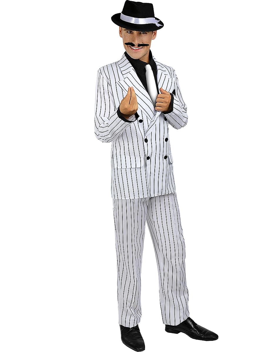 1920s gangster kostum v beli barvi