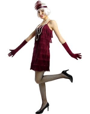 1920s Flapper Costume in Maroon