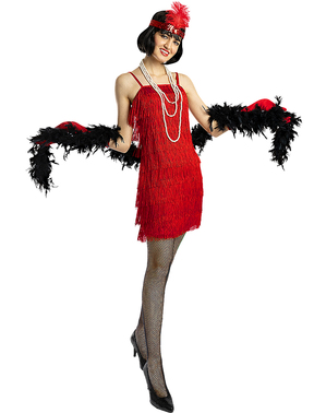 1920-tallet Flapper Kostyme i Rødt
