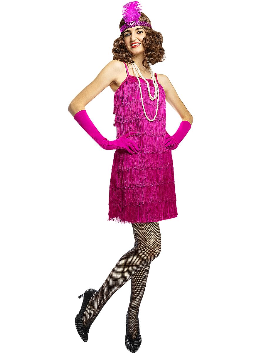 1920-tallet Flapper Kostyme i Rosa