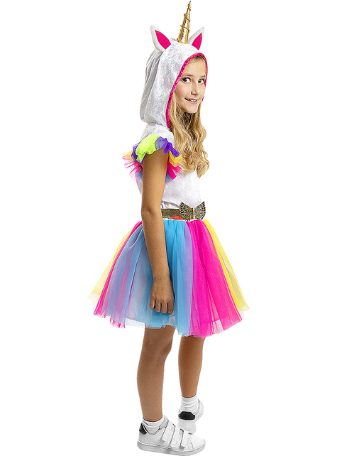 Costume pelucheux fille - Licorne à enfiler avec bretelle 3 et plus