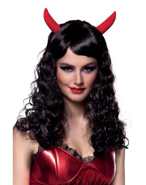 Perruque brune de diable femme