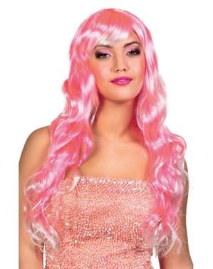 Lang Rosa Parykk m/ Pannelugg Dame