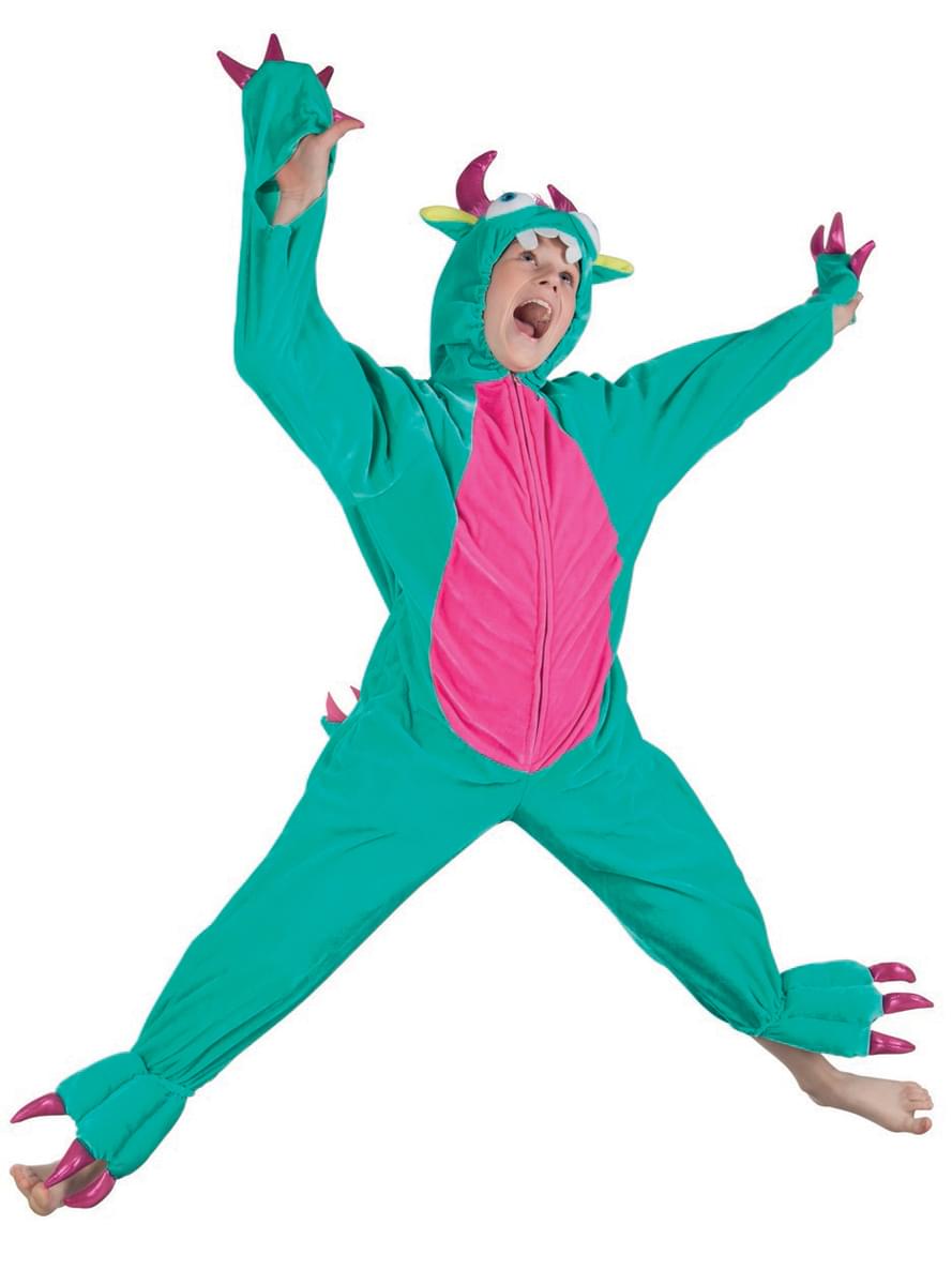 Costum de monstru verde de pluș pentru copii