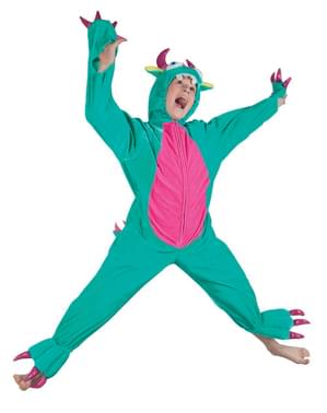 Fato de monstro verde de peluche para menino