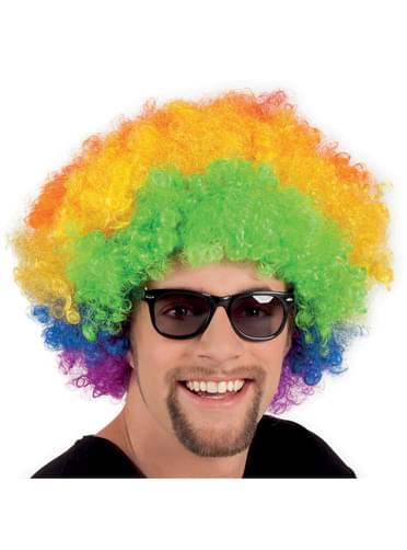 Peruca afro multicolor disco para adulto