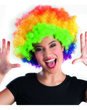 Peluca afro multicolor disco para adulto