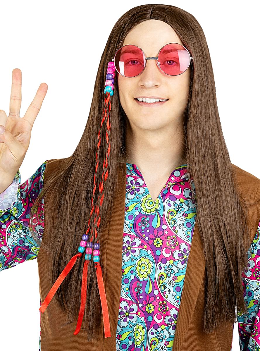 Hnědá hippie paruka