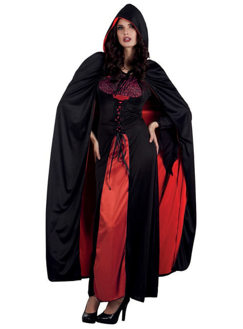 Grev Dracula vendbar kappe med hætte til voksne