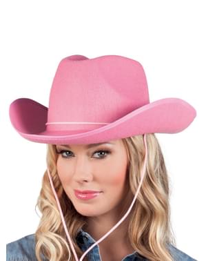 Sombrero de vaquero de rodeo rosa para adulto