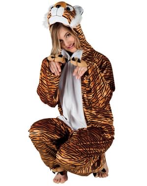 Fato de tigre de peluche para adulto