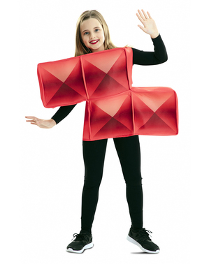 Rødt Tetris Kostume til Børn