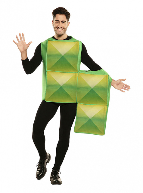 Disfraz de Tetris verde para adulto