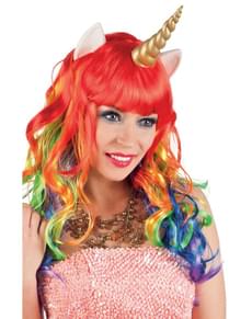 Peruca de unicórnio multicolor para mulher