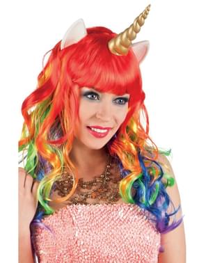 Многоцветна женска перука с еднорог