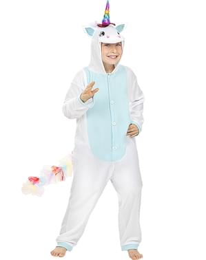 Disfraz de unicornio azul onesie para niños