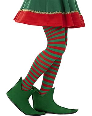 Red and Green Striped Elf Tights for Women